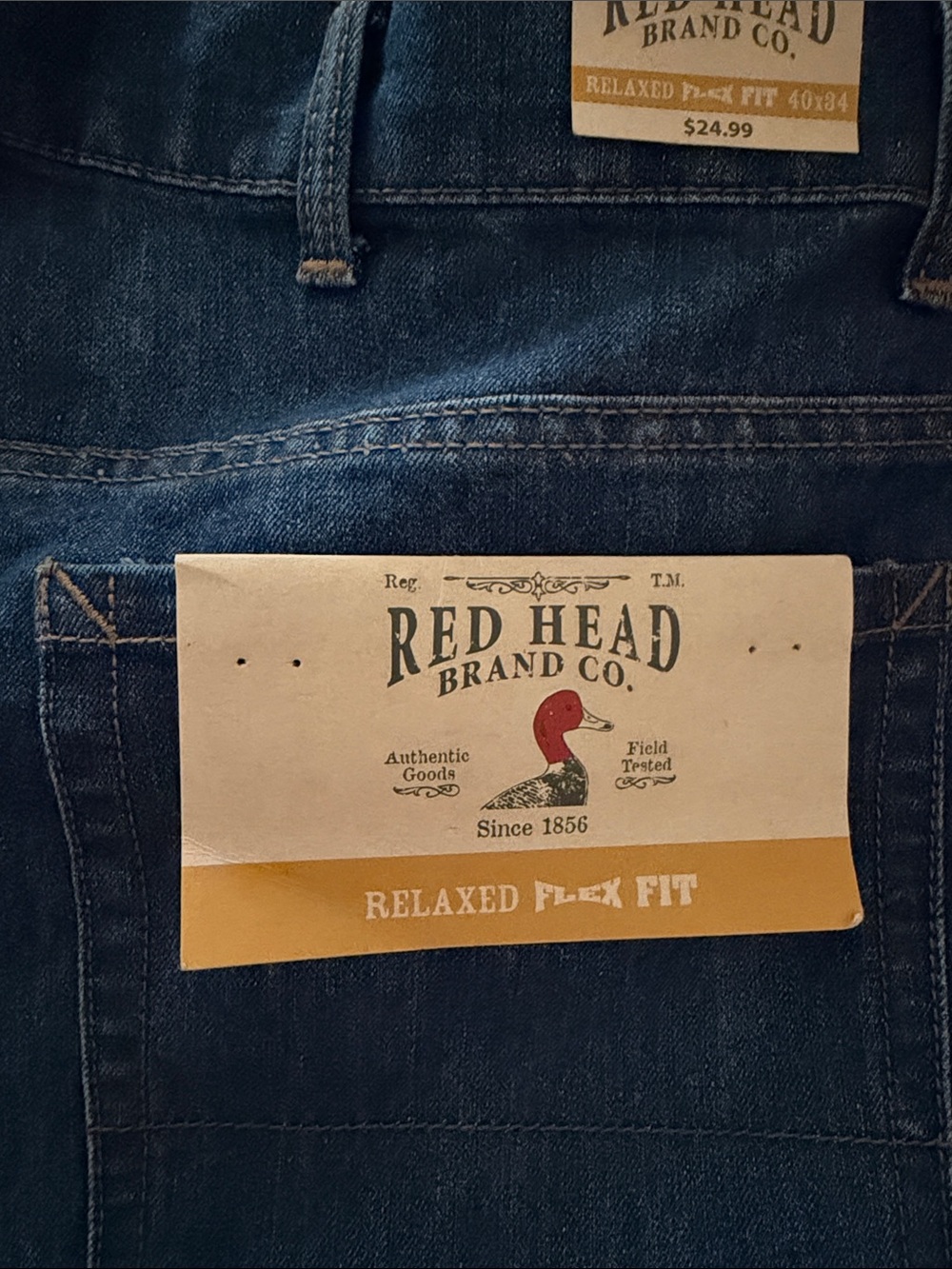 NEW RedHead Men’s 40x34 Relaxed Fit Dark Blue Jeans New With Tags - Picture 7 of 8
